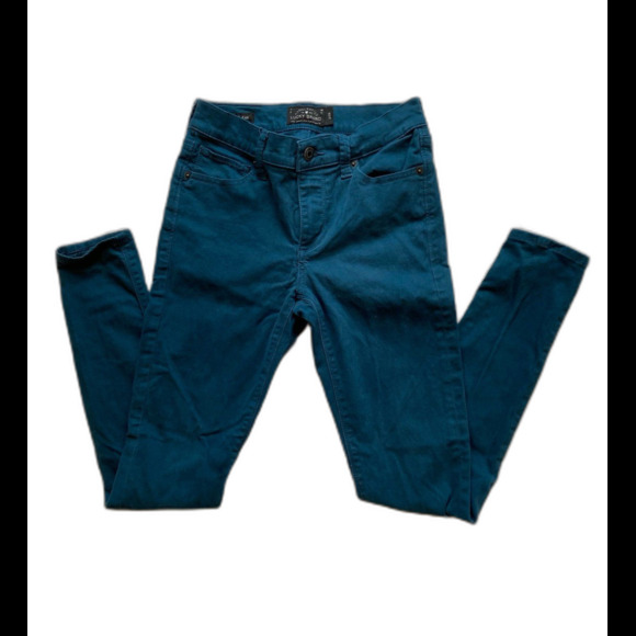 Lucky Brand Brooke Leggings Jeans Size 2/26 Teal Blue Suede Feel Stretch - Picture 1 of 12
